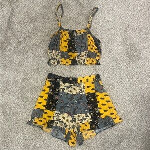 Nasty Gal Floral Patchwork Crop Top and Shorts Set